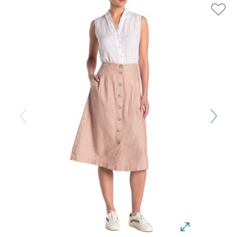 Madewell Patio Stripe Midi Skirt with buttons